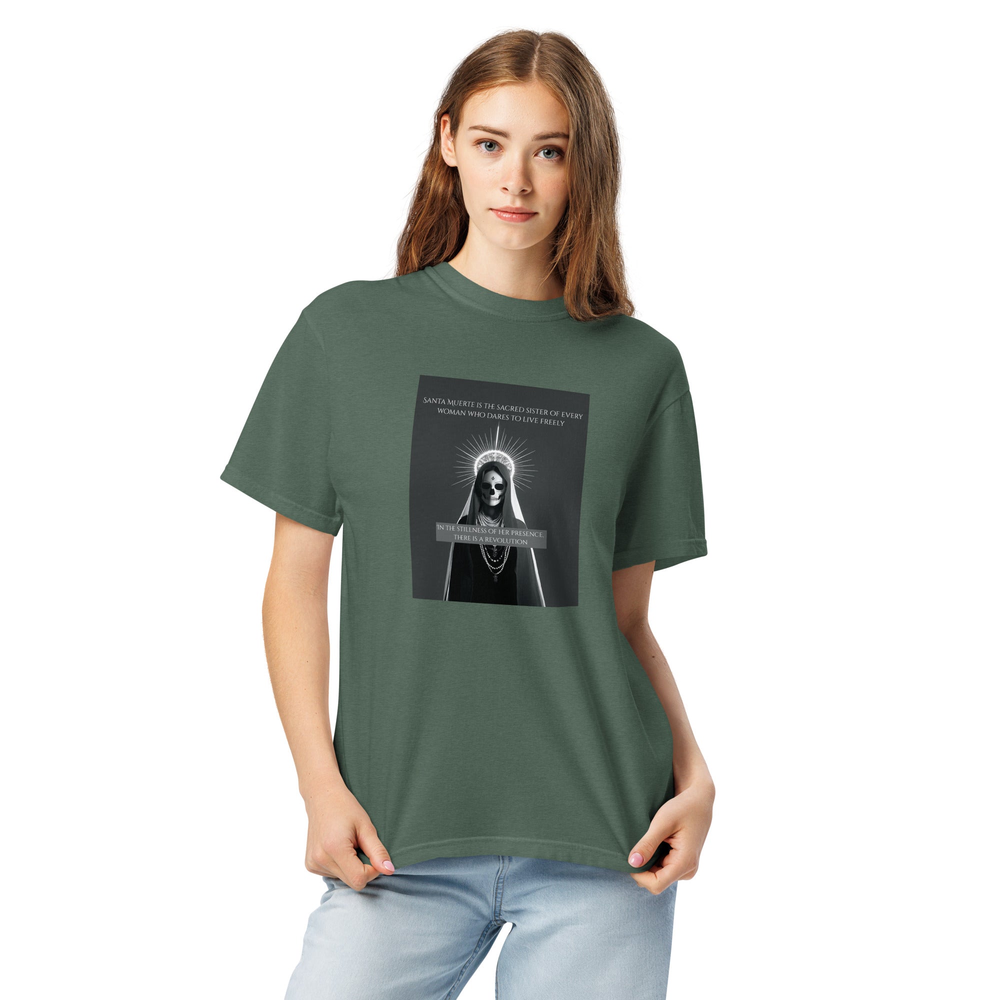 Santa Muerte Sacred Sister Unisex Garment-dyed Heavyweight T-Shirt