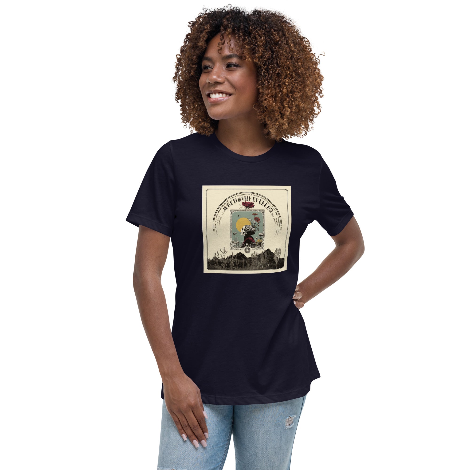 Santa Muerte Mountain Rise Women's Relaxed T-Shirt